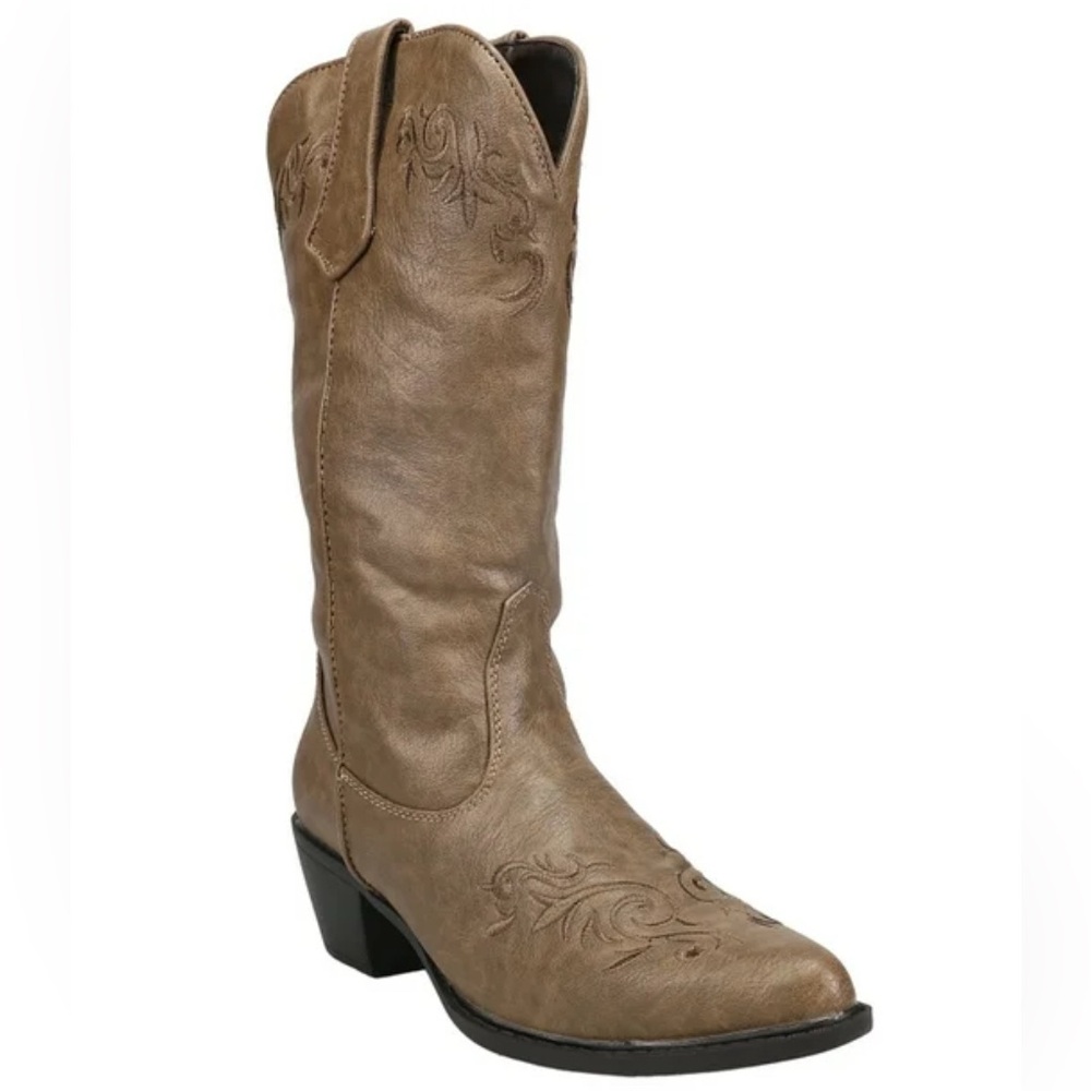 Roper  Brooklyn Cowboy Boots Round  Toe Embroidery  Womens Brown Size 8.5